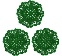 BOMHCS Pack of 3 PCS Crochet Lace Doilies 6 in to 8 in Coasters Handmade Knitted Small Plants Mug Cup Place Mats (Green, Range 6 in to 8 in)