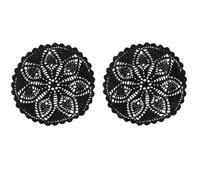 BOMHCS Set of 2 PCS,10 in to 11 in Crochet Round Doilies Kitchen Tea Cup Coasters Coffee Bar Table Placemats Handmade Place Mats (Black, 10 in to 11 in,2PCS)