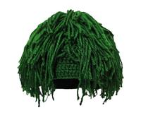BOMHCS Unisex Handmade Crochet Knitted Barbarian Beanie Wig Hat Headgear Cap for Adults (UK, Alpha, L, Standard, Green)