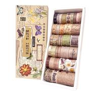 bomichi 32 Rolls Vintage Washi Tape Set - Aesthetic Scrapbook Tapes for Journaling, Crafting, DIY Decor | Acid-Free Repositionable Adhesive | Gift Packaging