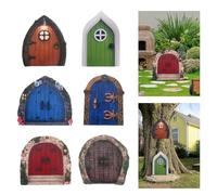 Bomiclss 12Pcs Fairytales Door Decoration, Outdoor Fairy Garden Door for Trees Bedroom, Fairytales Garden Ornaments Doors Wooden, Fairy Door Accessories Craft for Yard Art Potted Plants Tree Trunk