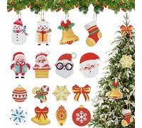 Bomiclss 16Pcs Christras Diamond Art Keyring - Small Christras Diamond Art Key Chain Decorations for Tree Gifts Bag Ornaments