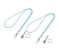 Bomiclss 2pcs Neck Strap Badge Lanyards with Metal Key Rings and Lanyard Phone Ring, Lanyards for ID Badge, Tags Badge Holders with Swivel Hook Ideal for Staff Student Doctors Visitors (Blue)