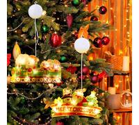 Bomiclss 3Pcs Christmas Window Lights Battery Powered - Large Light Up Christmas Window Decorations Indoor Outdoor Hanging - Santa Train Merry Christmas