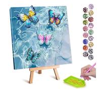 Bomiclss Butterfly Diamond Painting Kits for Adults Kids - 3D Diamond Art Kits for Beginners - Gem Art Kits Adults Canvas for Birthday New Year Gifts Home Decor 20 x 20cm (Blue)