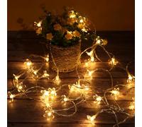 Bomiclss Flower Fairy Lights Battery, 6m/19ft 20 LED Yellow Fairy String Lights for Bedroom Wall, 2 Lighting Modes Cherry Blossom Lights for Christmas Birthday Wedding Party Decorations (Yellow)