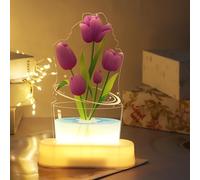 Bomiclss Purple Tulip Light Night USB/Battery Powered- LED Tulip Lamp Gift for Birthday Mother's Day Gifts Home Decorations