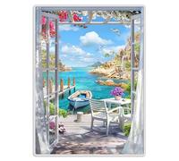 Bomiclss Seaside Landscape Cross Stitch,11ct Printed Cross Stitch Kits for Adults Cross Stitch for Beginners Embroidery Crafts Gift Wall Art for Living Room Wall Decor 30x40 (Seaside Scenery)