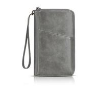 Bomiclss Travel Passport Wallet Holder Women Men RFID Travel Passport Wallet Grey Bifold PU Leather Passport Holder for Ticket ID Cards Boarding Pass Photo Phone (Grey)