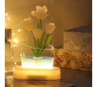 Bomiclss Yellow Tulip Light Night USB/Battery Powered- LED Tulip Lamp Gift for Birthday New Year Home Decorations