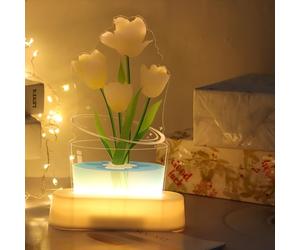 Bomiclss Yellow Tulip Light Night USB/Battery Powered- LED Tulip Lamp Gift for Birthday New Year Home Decorations