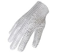 BOMJJOR Michael Diamond Glove for Kids Fans Billie Jean Rhinestone Glove Punk Rock MJ Gloves for Left Hand (Right hand-Adult size)