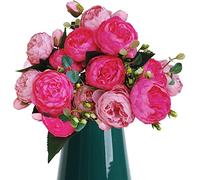 BOMJJOR Peonies Artificial Flowers 3Pack Silk Peony Arrangement Bouquet for Wedding Centerpiece Garden Party Home Decor Elegant Vintage Fake Peonies (Pinkrose)