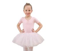 BOMKDRL Girls Ballet Tutu Dress Dance Leotard Shiny Tulle Pink