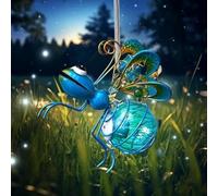 BomKra Bee Solar Lights Outdoor Garden Hanging Metal Bees Lanterns Novelty Bugs Ornament with Bouncy Springs, Solar Fairy Garden Lights for Decorations Balcony