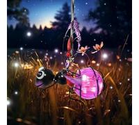 BomKra Bee Solar Lights Outdoor Garden Hanging Metal Bees Lanterns Novelty Bugs Ornament with Bouncy Springs, Solar Fairy Garden Lights for Decorations Balcony