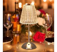 BomKra Crystal Table Lamp, Dimmable 3 Colors LED Romantic Diamond Crystal Lamp, Rechargeable Touch Lamp Small Lamp, Bedside Lamp Nightstand Lamp for Bedroom Bar Restaurant (Silver-02)