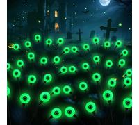 BomKra Halloween Decorations Outdoor Solar Scary Eyeball Lights, 2Packs 20LED Green Eyeball Swaying Firefly Lights,Waterproof Solar Halloween Path Lights for Yard Garden Lawn Party Decor