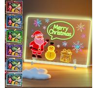 BomKra Led Drawing Board with 7 Light Colors 35x25 cm Led Note Board with 4 Modes Acrylic Light Up Message Magic Board Arts Doodle Note Board for Office School Home