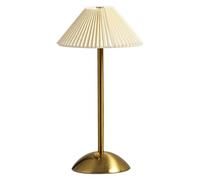 BomKra Pleated Cordless Table Lamp,Rechargeable Metal LED Desk Lamp 3 Color Stepless Dimming,Minimalist Portable Night Light for Bedroom Living Room Restaurant Outdoor Camping