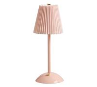 BomKra Pleated Cordless Table Lamp,Rechargeable Metal LED Desk Lamp 3 Color Stepless Dimming,Minimalist Portable Night Light for Bedroom Living Room Restaurant Outdoor Camping (Style 2/Pink)