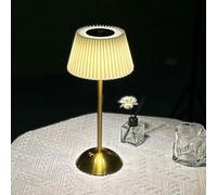 BomKra Pleated Cordless Table Lamp, Rechargeable Metal LED Desk Lamp 3 Color Stepless Dimming, Touch Control Bedside Lamps for Bedroom Living Room Restaurant Outdoor Camping (Beige)
