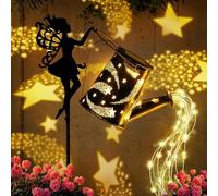 BomKra Solar Watering Can Light Outdoor Garden, Solar Fairy Watering Can Lights, LED Metal Garden Light Waterproof, for Patio Porch Yard Pathway, Gardening Gifts for Women (Style A)