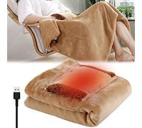 BomKra USB Heated Blanket, Soft Wearable Electric Blanket Portable Shawl Warm Blanket with Button Heating Blanket for Home Travel Office Car (Camel)