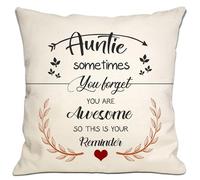 Bommex Auntie Sometimes You Forget You're Awesome So This is Your Reminder Cushion Cover for Aunt Aunty from Niece Nephew Inspirational Auntie Gift for Birthday Mother's Day Christmas(auntie-2)