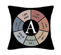 Bommex Inspirational Quote I Am Kind Smart Brave Confident Grateful Loved Enough Cushion Covers Inspirational Gift with 26 Initial Letters Kids Boys Girls Teens Gift Birthday Graduation (A)