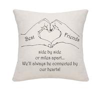 Bommex Side By Side or Miles Apart We'll Always Be Connected By Our Hearts Cushion Cover for Friends Birthday Gift Graduation Gift (best friends)