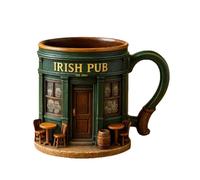 BommFu 300 ml Irish Coffee Cups Made of Resin 3D - For Saint Patrick's Day at Home & Bar