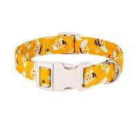 BommFu Adjustable Dog Collar,Bee Print Dog Neck Collar - Bright Yellow Color Decoration Accessory for Walking, Daily Use, Outdoor Activities
