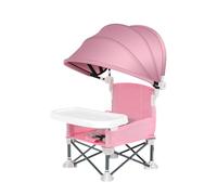 BommFu Baby Folding Dining Chair,Toddler Portable Seat with Removable Tray - Foldable Baby Seat with Sun Canopy for Home Outdoor Picnic Travel Lawn Camping Beach