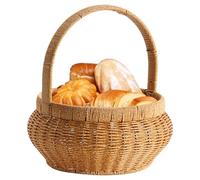 BommFu Bread Basket, Woven Storage Bins with Handles, Imitation Rattan Round Storage Decorative Counter Basket for Snack Fruit Vegetable Bread Serving Kitchen Home Table Picnic