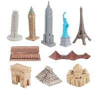 BommFu Global Architecture Figurine Set 10 Pieces Architecture Model Building Set 10 Pieces World Famous Landmark Model Toys, Pisa, London, Athens, Agra, Palenque Home Décor