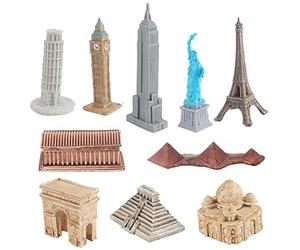 BommFu Global Architecture Figurine Set 10 Pieces Architecture Model Building Set 10 Pieces World Famous Landmark Model Toys, Pisa, London, Athens, Agra, Palenque Home Décor