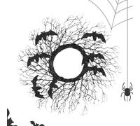 BommFu Halloween Door Wreath | Black Twig Wreath With Bats - Scary Halloween Party Decoration for Window Frame Living Room Wall Garden