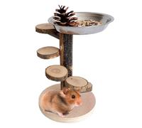 BommFu Hamster Wooden Ladder, Climbing Ramp and Toy Ladder for Rodents with Stainless Steel Bowl, Climbing and Movement Toy for Small Animals such as Chinchilla, Squirrels and Gerbils
