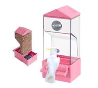 BommFu Parrot Feeder | External Cage Automatic Parrot Feeder | Transparent Anti-Splash Birds Food Container for Canary Parakeet Cockatoo Cockatiel Sparrows Robins Finch