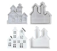 BommFu Silicone Mould, Reusable Christmas House Home Decoration, 1 Pair Construction Resin Plaster Mould | For Plaster Chocolate Clay Living Room Kitchen Party Birthday