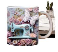 BommFu Tea Mugs - 3D Sewing & Quilting Mug 11-Ounce,Ceramic Drinkware Decoration for Women Men Quilters Birthday Christmas Kitchen Bar Tea Water Milk