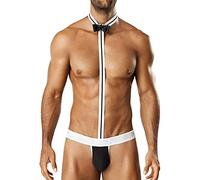 Bommi Fairy Men's Waiter Cosplay Bow Tie Bodysuit Thong Butler Teddy Costume Funny Novelty Gift (Black)