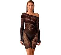 Bommi Fairy Shapewear for Women Body Shaper Shorts Hip Lift Pants Lace Bodysuit Rhinestone Cut-out Jumpsuit Party Dress (Black)