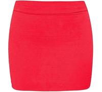 Bommi Fairy Womens Plain Stretch Bodycon Short Mini Semi Skirt Mini A Little See-Through Babydolls Skirt (Red)