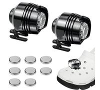 BomnKa 2 Pcs Headlights for Croc, Croc Lights with 3 Light Modes IPX5 Waterproof Shoes Lights Charms Luminous Shoe Charms Decoration for Dog Walking Camping Night Running Hiking - 8 Batteries Included