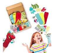 Bomodoro Craft Set for Kids - Sock Puppet Design Kit - Monster Themed - Includes 3 Socks, Felt Shapes, Stickers, 3D Eyes and Fur