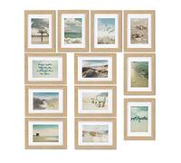 bomoe 12pcs Wall Collage Set Hanging Wooden Photo Frames with Passepartout