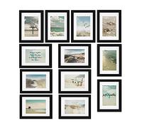 bomoe 12pcs Wall Collage Set Hanging Wooden Photo Frames with Passepartout