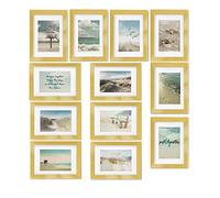 bomoe 12pcs Wall Collage Set Hanging Wooden Photo Frames with Passepartout